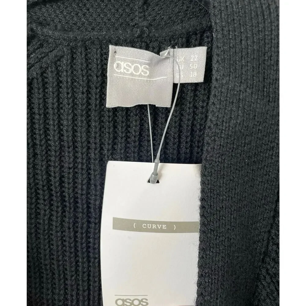 NWT ASOS Plus Chunky Knit Wool Open Oversized Cardigan Sweater Dolman Sleeve 18 - Picture 2 of 6